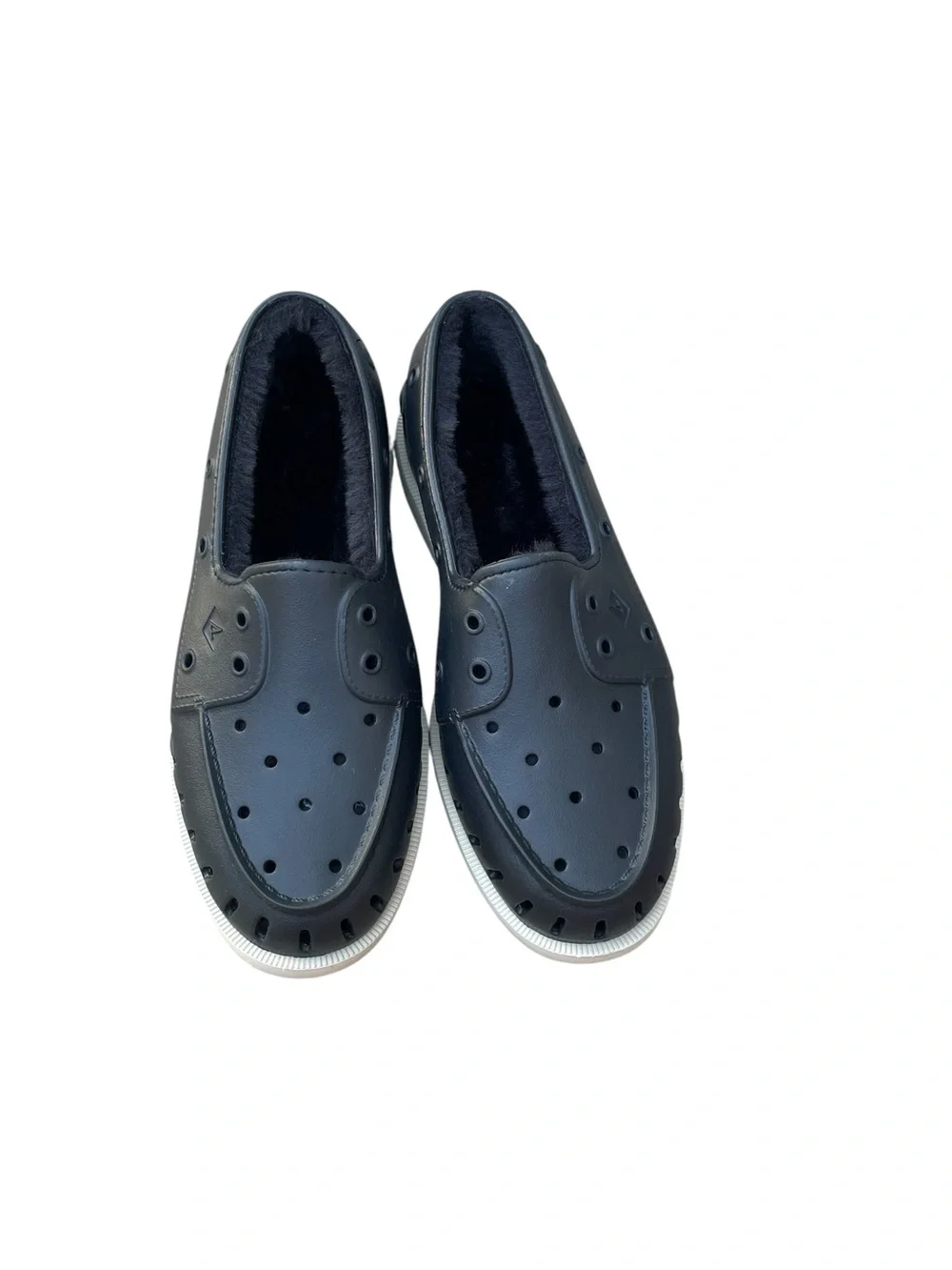 Sperry Men’s Faux Fur Lined, Rubber Boat Shoe, Black, Size 10, NWOB